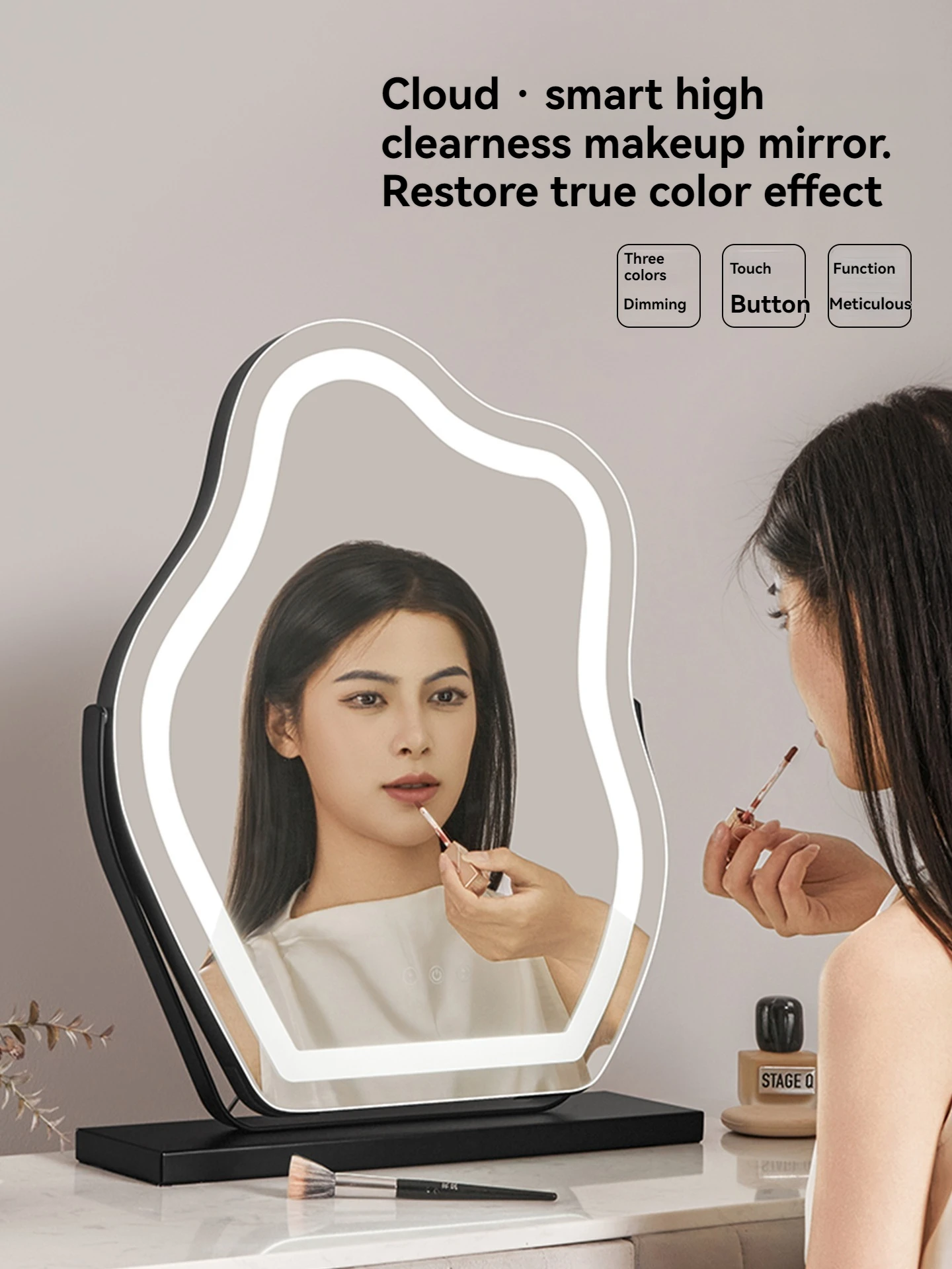 الغيوم حقيقي HD LED ماكياج مرآة سطح المكتب غرفة النوم الذكية المنزل شكل بسيط مع الأضواء #1