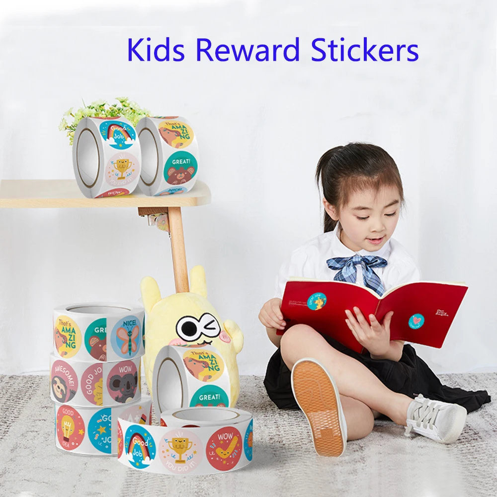 50-500pcs Round Cartoon Toys Animal stickers for kids Teacher Reward Encourage Sticker Office Seal label Animal label 1inch