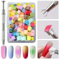 200pcs Nail Sponge Metal Grabber  Mini Replaceable Nail Sponges Blocks for Ombre Nail Art Sponges Nail Art Tools
