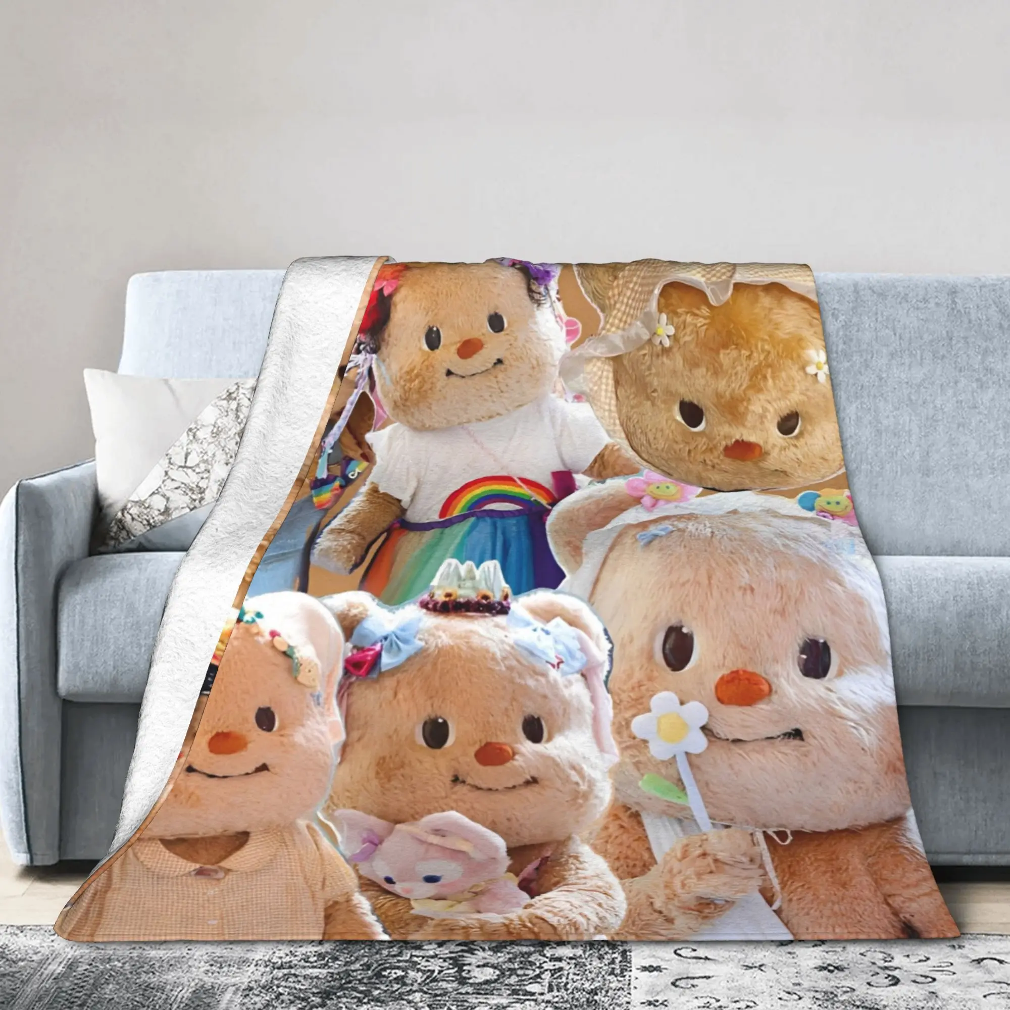 

Вязаные одеяла с рисунком медведя-бабочки, милые фланелевые пледы с портретом, постельные принадлежности, украшение для дивана, мягкое портативное тонкое одеяло