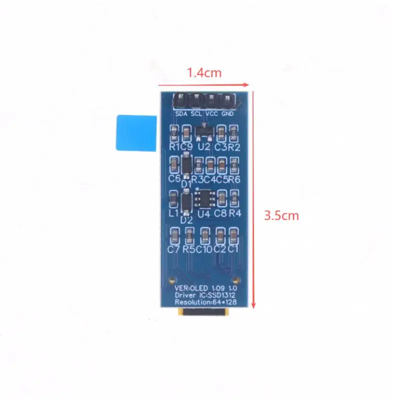 1.09 Inch OLED Display Module 128x64 SSD1312 I2C 4 Pin Interface For Arduino Raspberry Pi Low Power Wide View