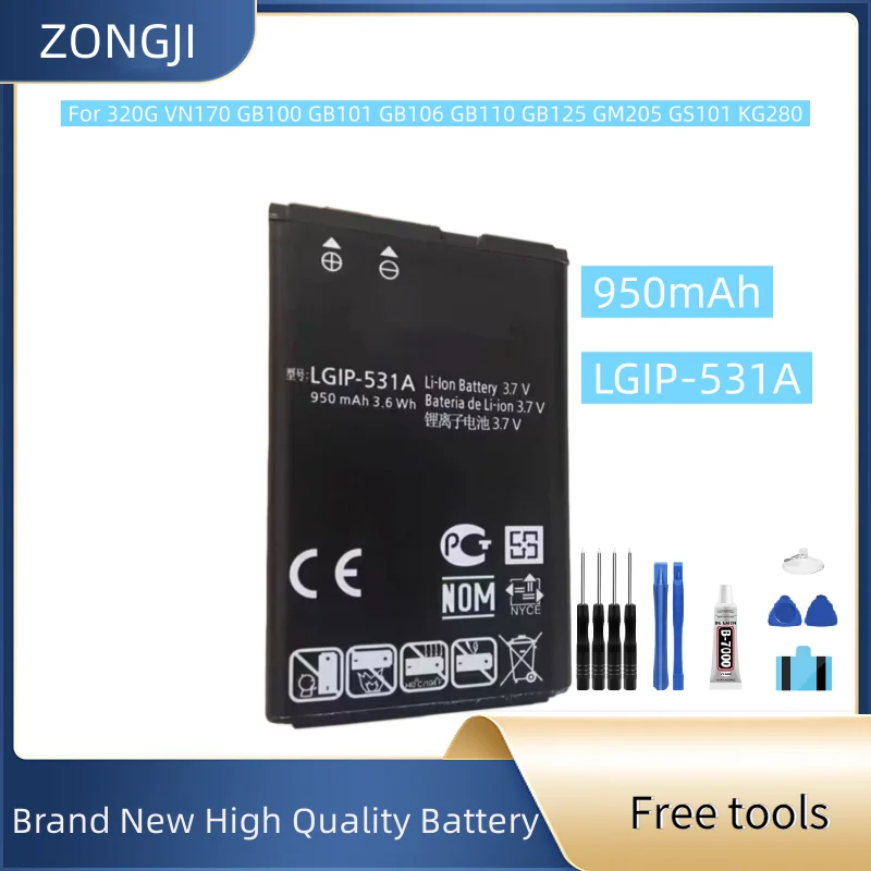 

Новый аккумулятор LGIP-531A 950 мАч для 320G VN170 GB100 GB101 GB106 GB110 GB125 GM205 GS101 KG280 + бесплатные инструменты