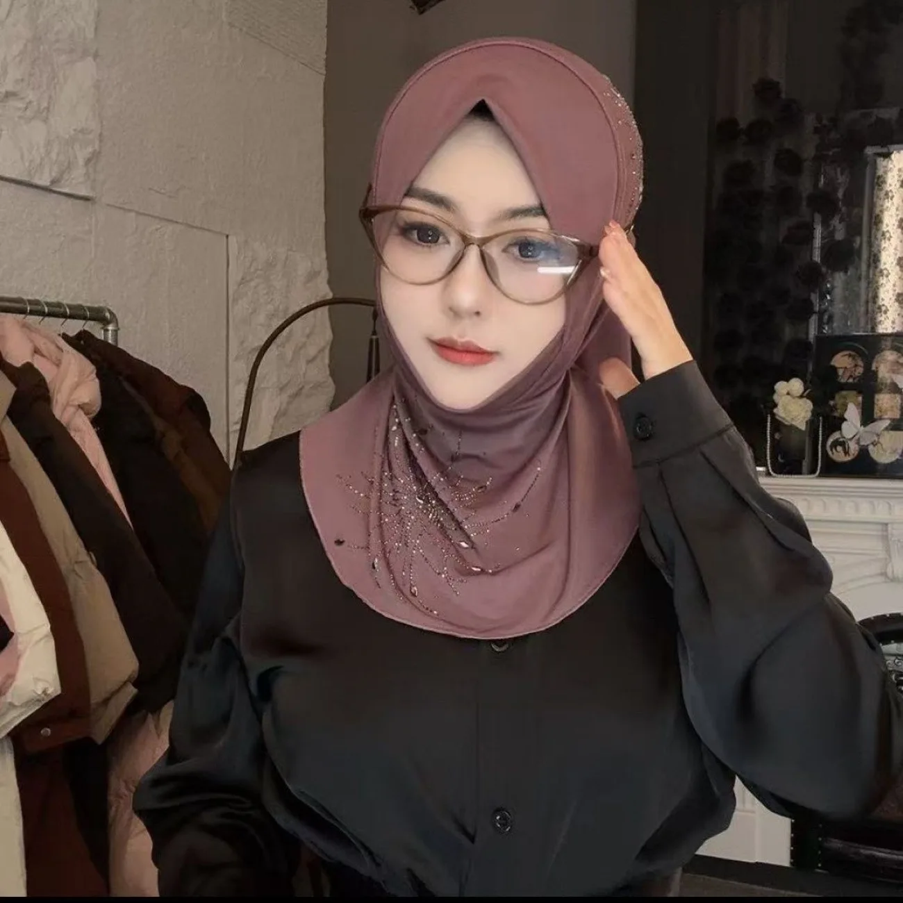 Muzułmańskie, gotowe do noszenia hidżaby, błyszczące szale, modne chusty na głowę dla kobiet