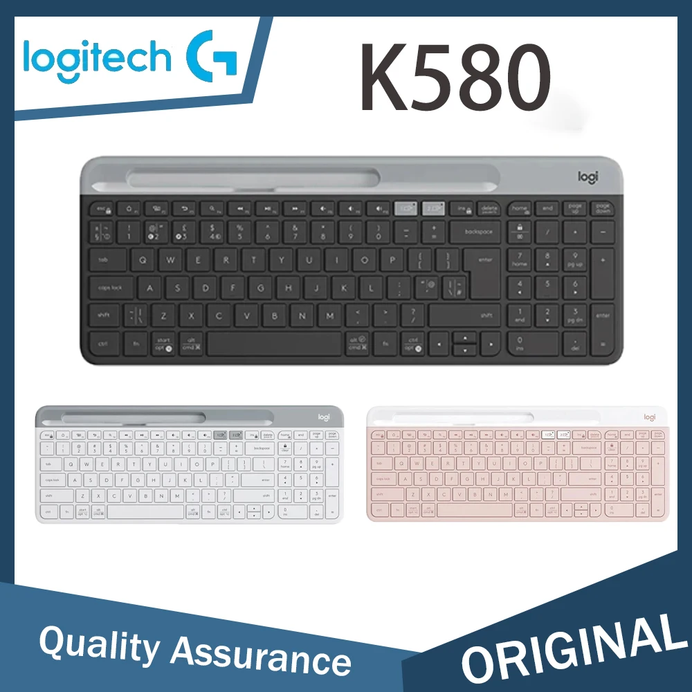 Clavier sans fil mince multi-appareils Logitech K580, berceau intégré pour appareil ; pour ordinateur portable, tablette, bureau, smartphone, Win/Mac Clavier sans fil mince multi-appareils Logitech K580, berceau intégré pour appareil ; pour ordinateur portable, tablette, bureau, smartphone, Win/Mac