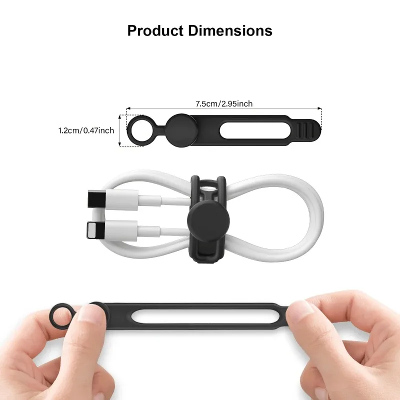 6pcs Organize Your Cables in Style with Multicolor Durable Silicone Cable Ties!