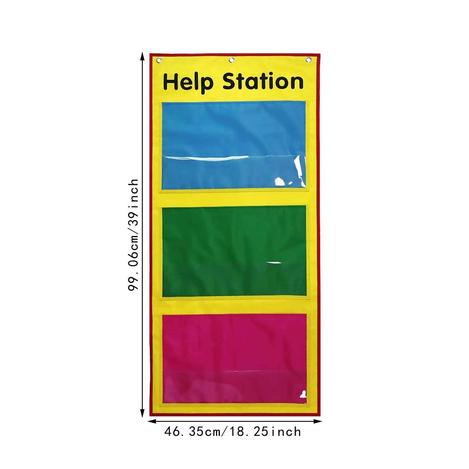 Wall Hanging File Pocket Chart Door Mount Storage Bag Oxford Cloth Classroom Supplies Card Storage Bag for Preschool Office