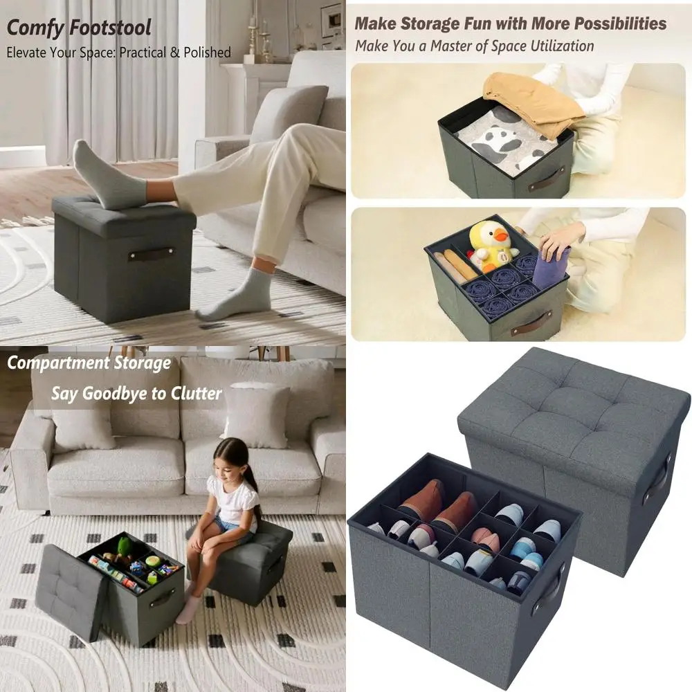 

Регулируемая пуфик для хранения обуви со складной скамейкой, органайзером для обуви, одежды и многого другого