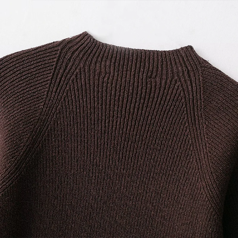 Willshela moda feminina café recortado pulôver de malha camisola vintage o-pescoço manga curta feminino chique senhora topos