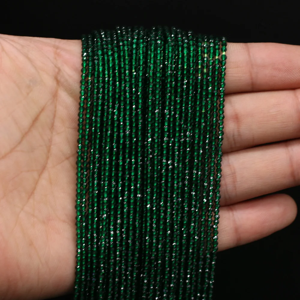 Beads 2mm Natural Semi-Precious Stones Spinel Dark Green Loose Bead for Women Jewelry Making DIY Bracelet Necklace 38cm