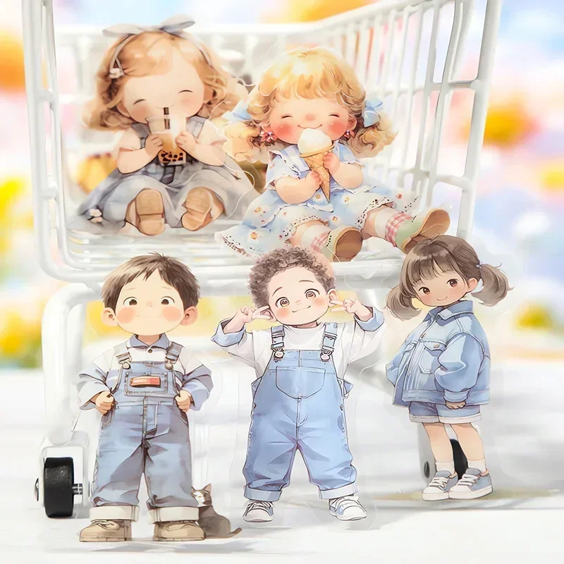 15sheets Writing Background PET Stickers Supplies Childhood Series Character Cute Decoration Reading Character Alien 126*85mm