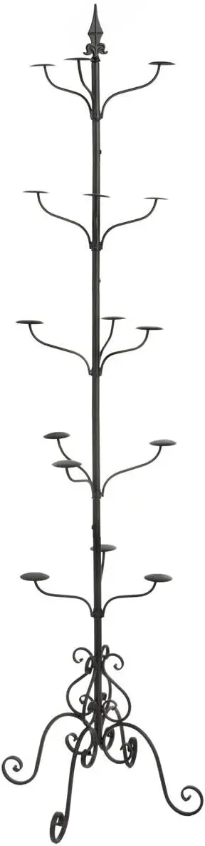 Wrought Iron Hat And Coat Rack, Rotates, Total Of 31 Hooks, Multi-Tiered, Black, 73