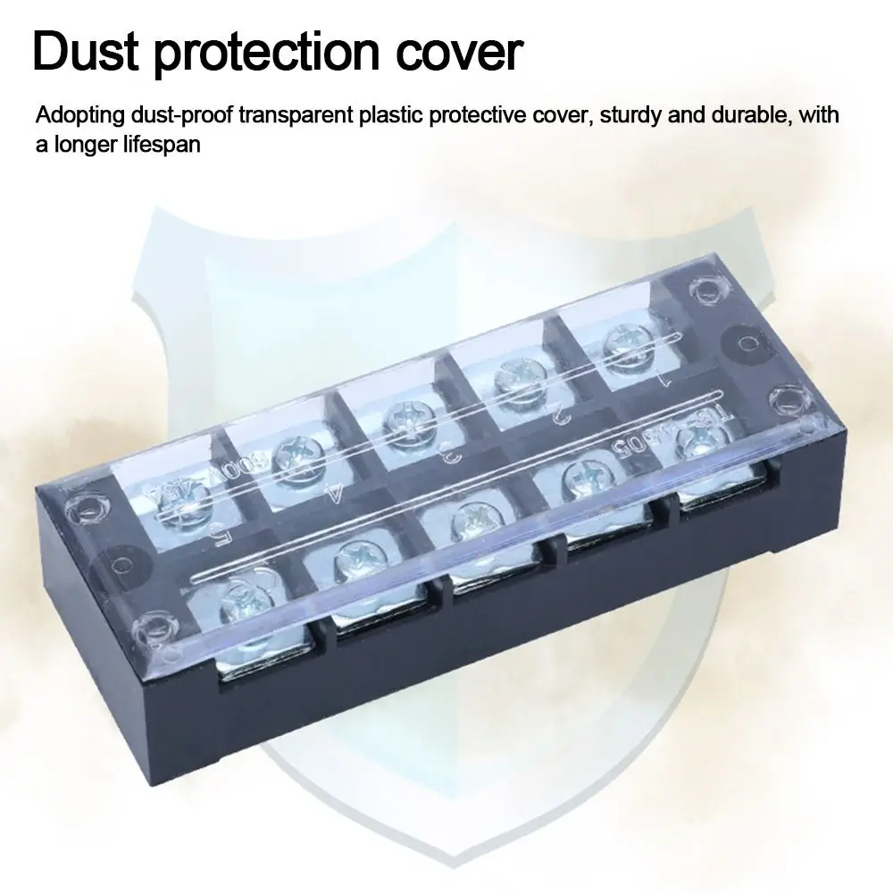 1PC 25A/15A 600V Dual Row Strip Screw Terminal Block Fixed Wiring Board Wire Connector 3 4 5 6 8 10 12 Positions Ways