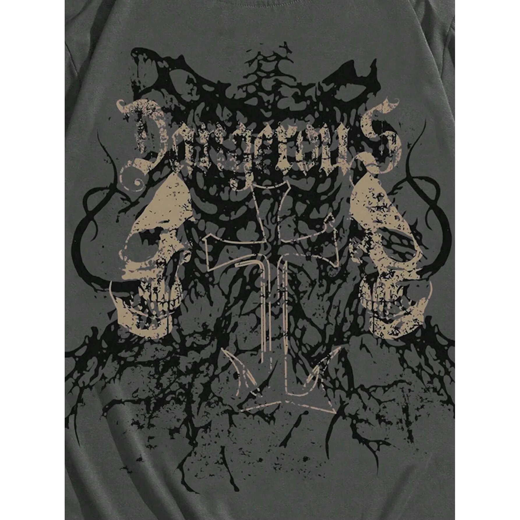 ex Хлопковая футболка в стиле панк с принтом черепа, свободная посадка с воротником ор Sve Генри, молодежная одежда для подростков, повседневная одежда, летний сезон