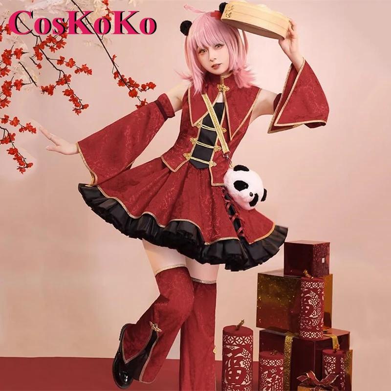 CosKoKo Hinamori Amu Cosplay Anime Shugo Chara Costume Neo Chinese Style Sweet Red Uniform Halloween Party Role Play Clothing