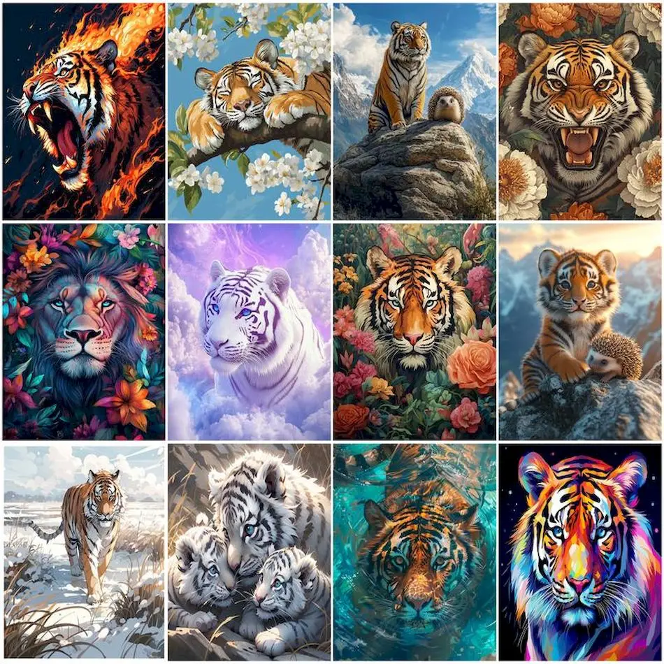 

RUOPOTY Painting By Number Adults tiger Animals Watercolor Paintings To Paint For Handiwork Diy Crafts Funky Home Decor Items
