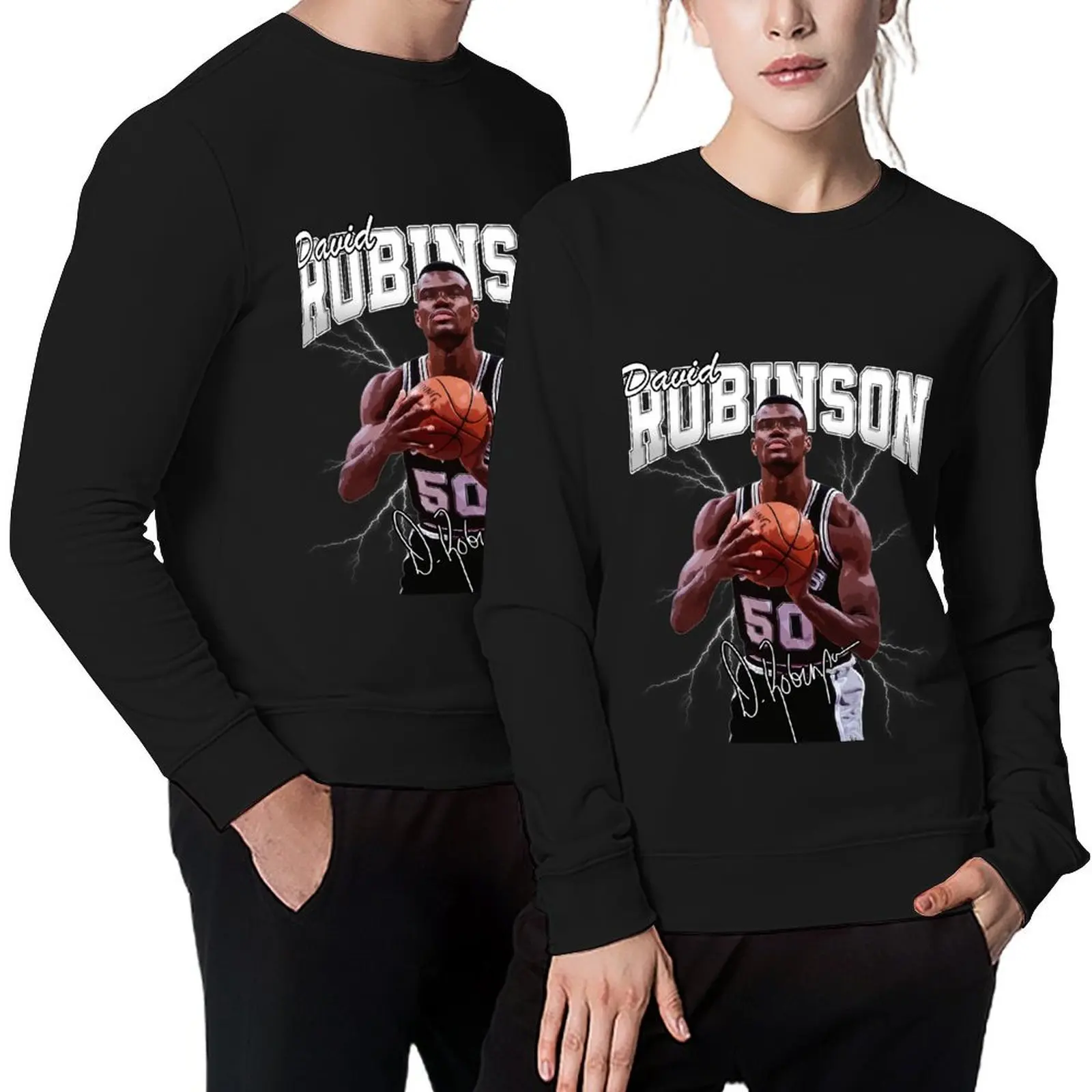 

David Robinson Basketball Legend Signature Vintage Retro 80s 90s Bootleg Rap Style Pullover men's winter sweater men sweatshirt