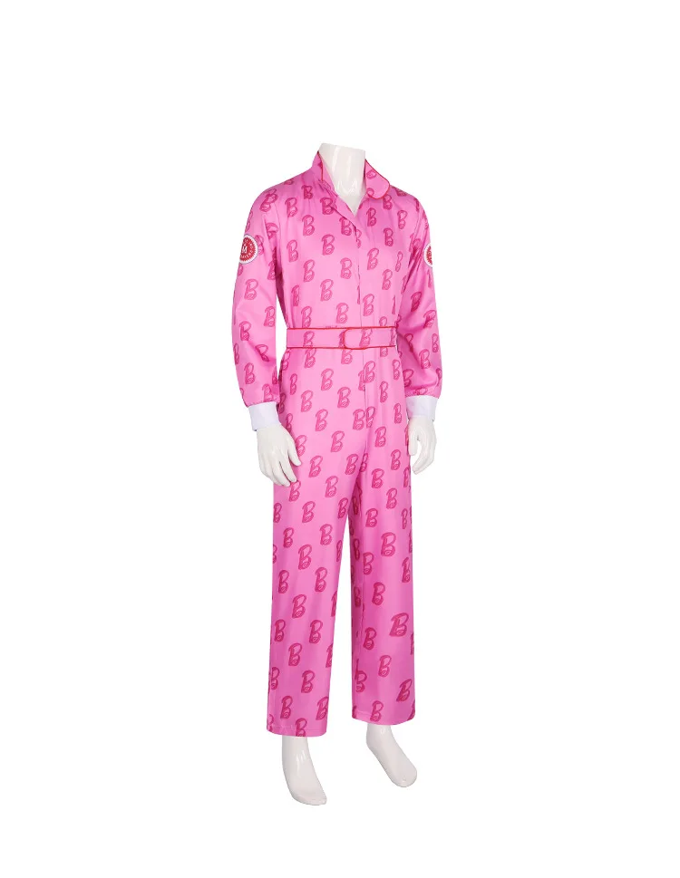 Costume de cosplay du film Barbi Ken Ryan Gosling pour hommes adultes, uniforme de lettre rose, combinaison d'Halloween, costume de batterie, tenue de fête, zentai trempé