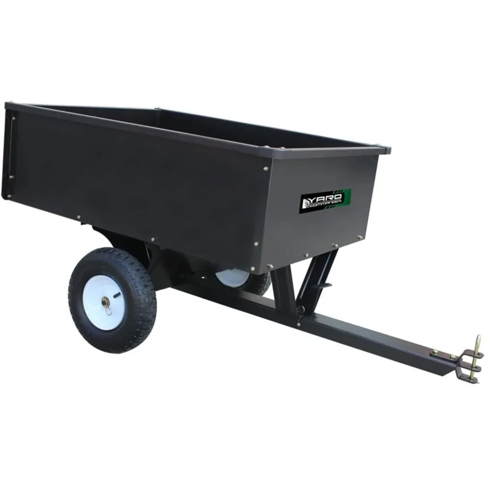 

400LB Heavy Duty Tow Behind ATV Trailer Steel Dump Cart - 10-Cubic Feet Capacity - Garden Utility Trailer