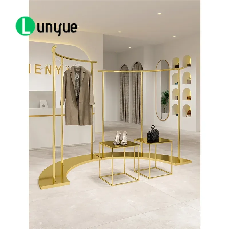 Floor to Ceiling Stainless Steel Clothing Display Rack Heavy Duty Garment Hanger Stand for Men Women Retail Store Special