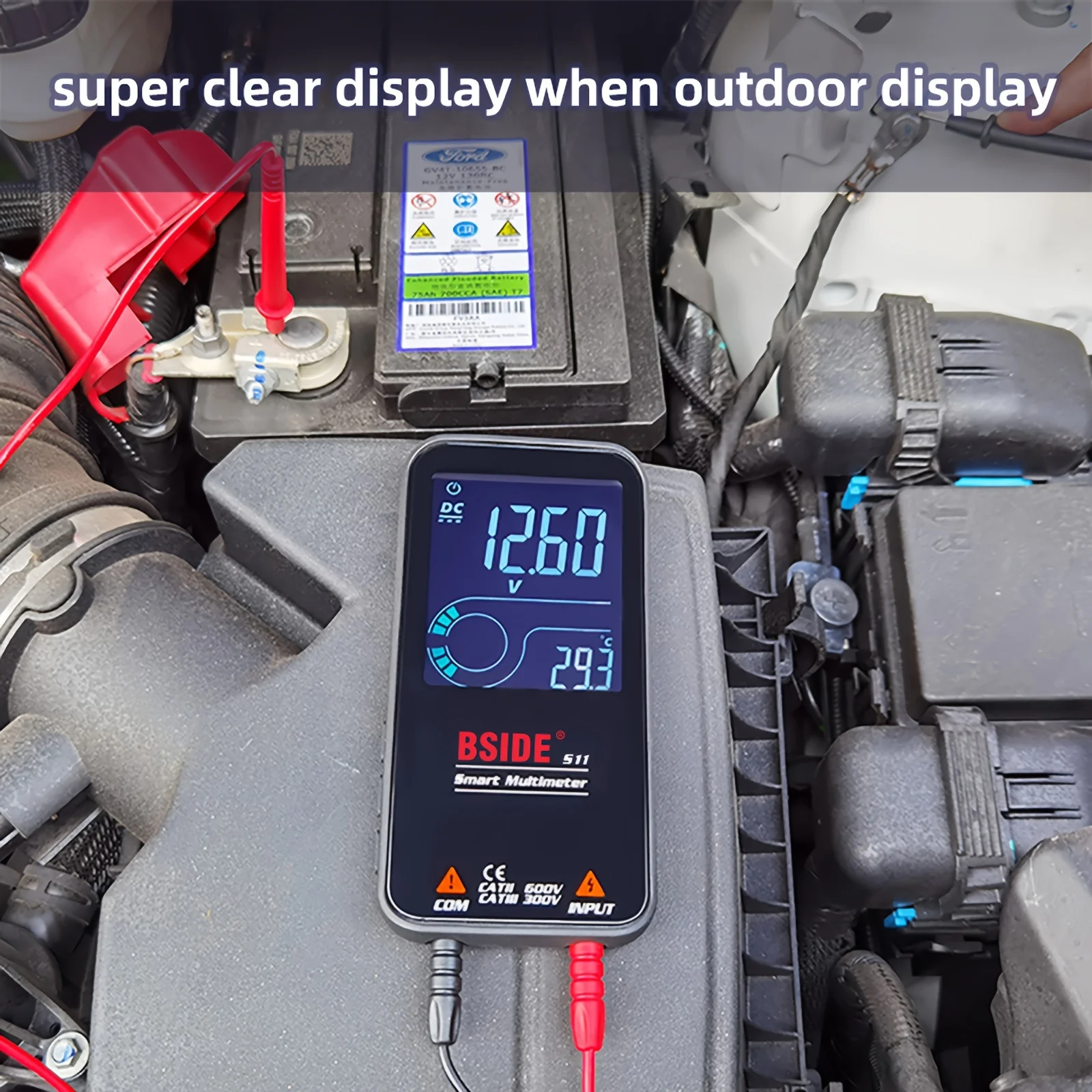 

Digital Multimeter, 9999 Counts Auto-Ranging Smart Voltmeter with Flashlight and Protective Case, Capacitance Resistance