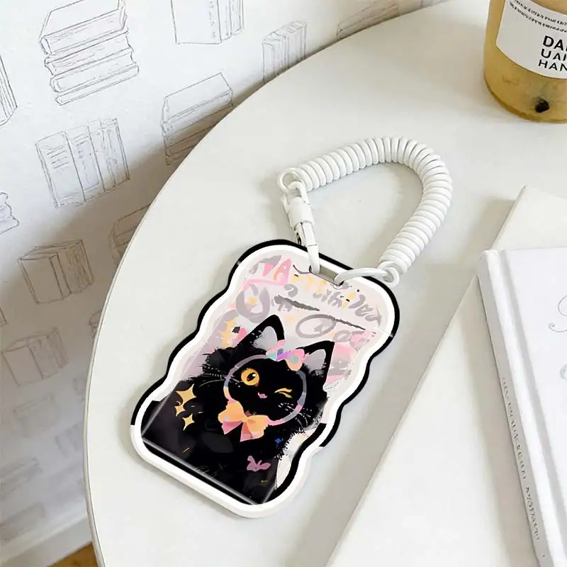Card Sleeve for Photo Protector Student Bus/Meal Card Protection Case Kpop Photocard Holder Stretchable Spring Cord