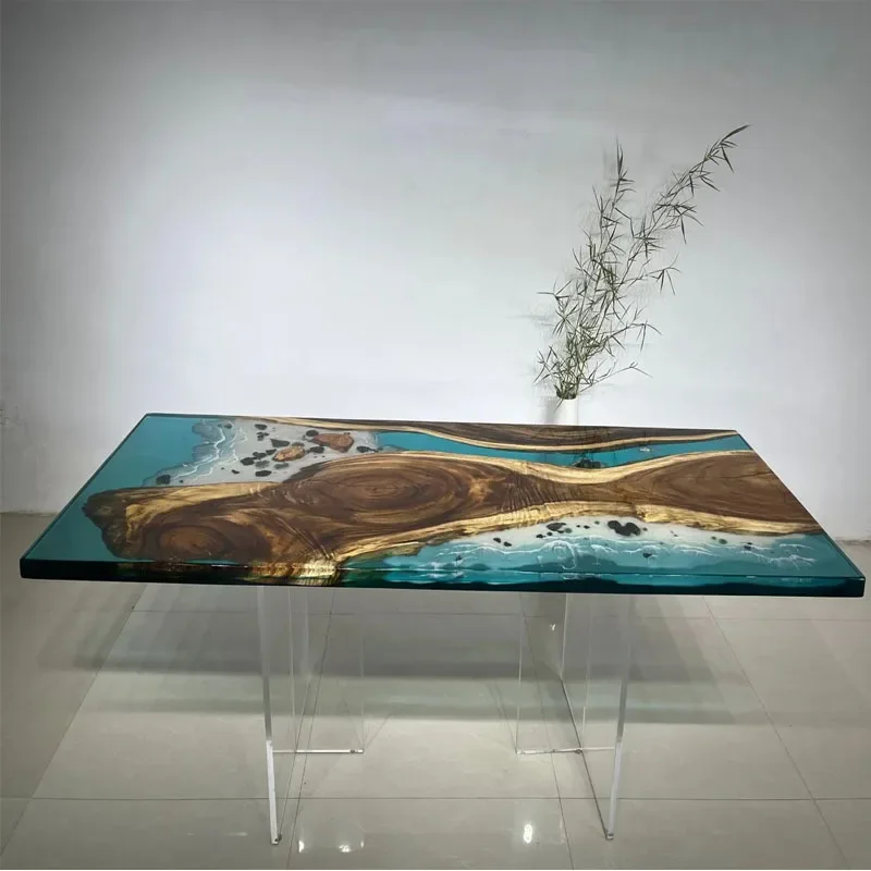 Epoxy River Table Walnut Solid Wood Slab Table Tea Table Art Tea Tray Aspen Desk Office Desk