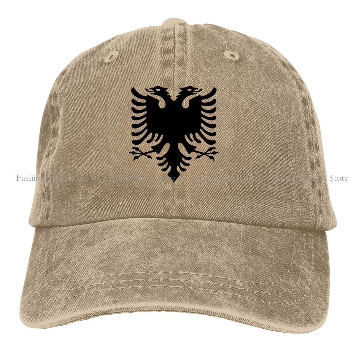 

Washed Men's Baseball Cap Black Cool Trucker Snapback Caps Dad Hat Albania Eagle Golf Hats