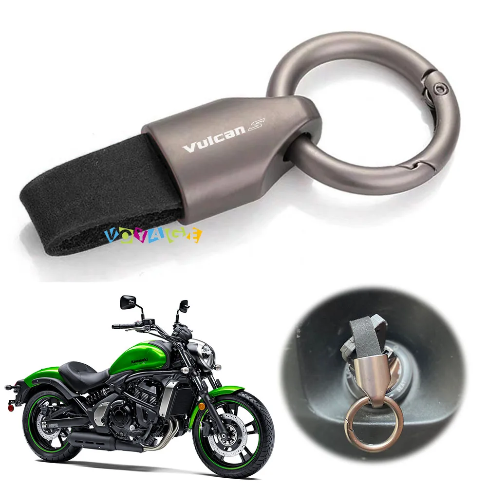 For Kawasaki VULCANS 650 VN650 VULCANS650 Luxury Leather Keychain Key Rings Leather Metal Keychain Keyring Accessories