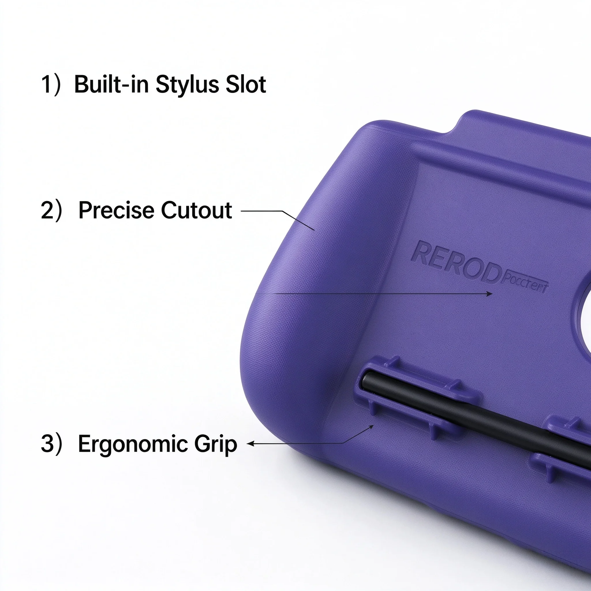 Official Ergonomic Grip Case with Stylus for Retroid Pocket Duo Lite, Shockproof Protective Handheld Cover with Stylus Slot