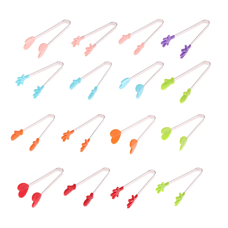 

Creative Small Palm Silicone Food Tongs Stainless Steel Ice Clip Mini Dessert Ice Candy Food Dishes BBQ Clip DIY Kitchen Tools