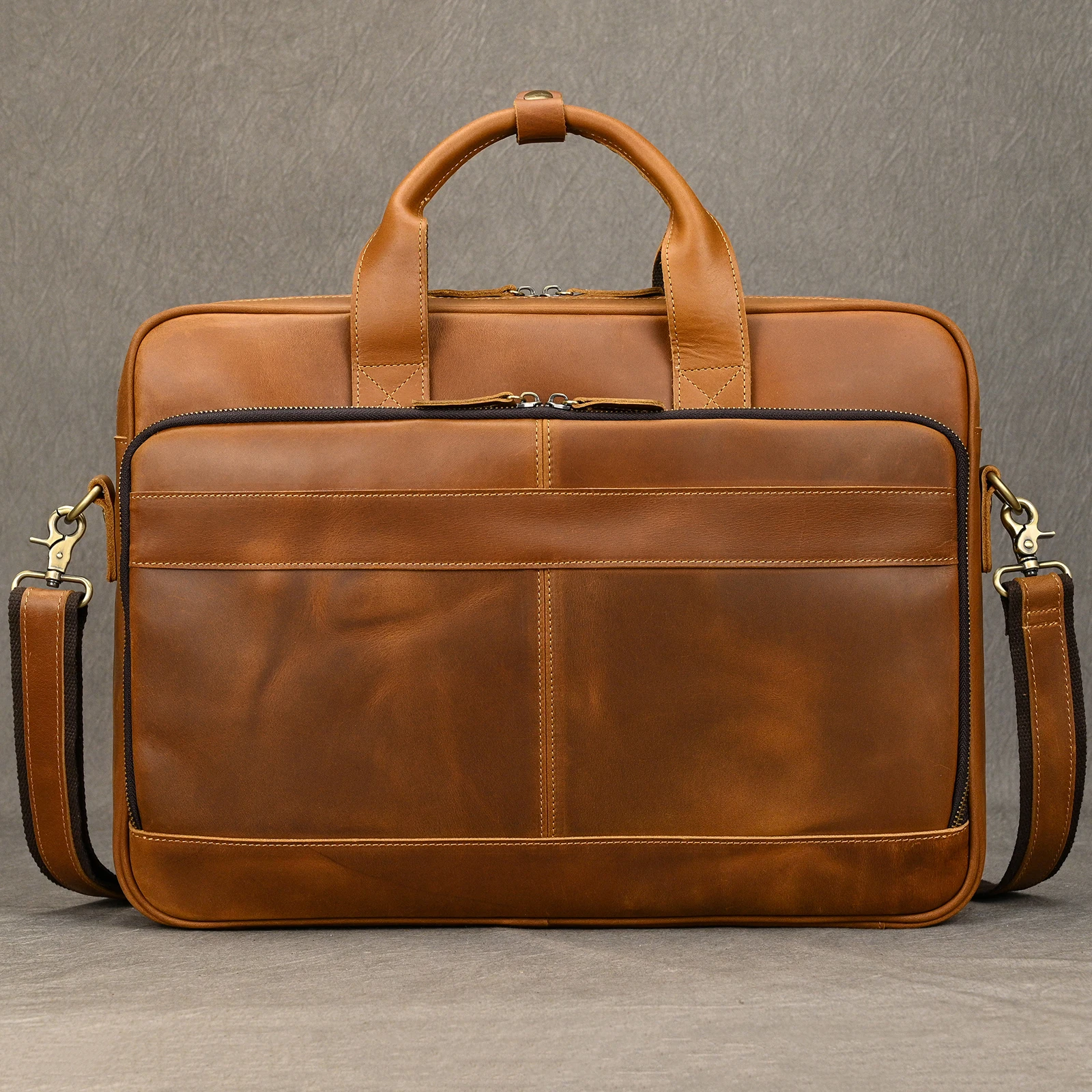 Men Briefcase Genuine Leather Laptop Bag 14 15.6" PC Doctor Lawyer Computer Bag Cowhide Male Briefcase Leather Men Business Bag