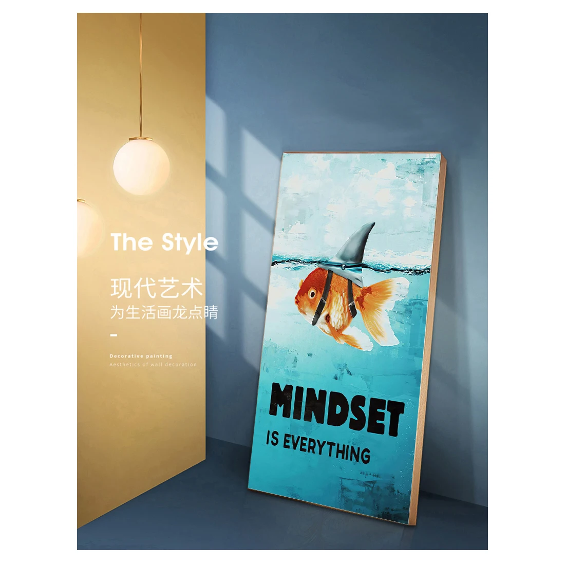 Home Decor Mindset Is Everything Shark Fish Pictures Motivational Nordic Poster For Living Room Wall Art Canvas Painting Printed
