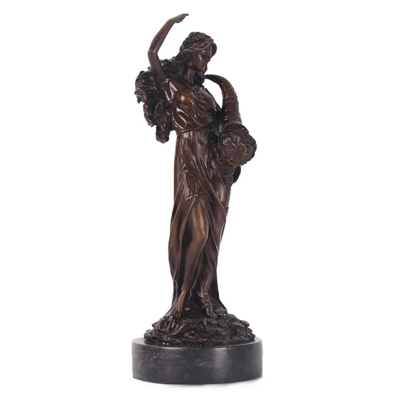 Copper American and European style Money Goddess figurine, home decor for living room, TV cabinet, or bar