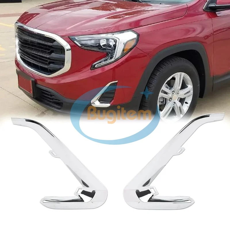 

A Set Car Front Left & Right Side Fog Light Bezel Chrome Cover Trims 23335550 23335551 Fits For GMC Terrain 2018-2020