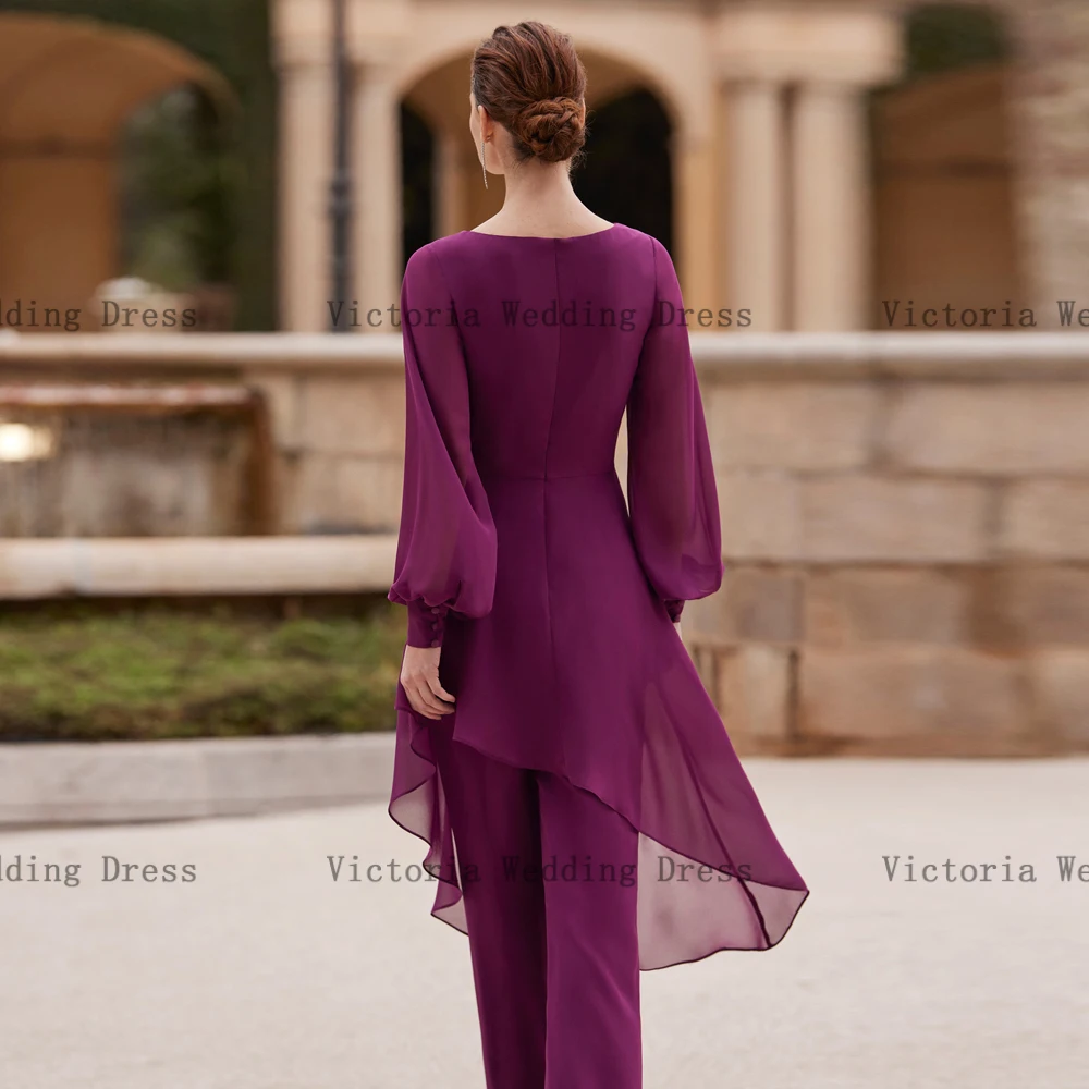 Elegant Chiffon Mother of the Bride Dresses V Neck Long Sleeves Customized Wedding Party Gowns Appliques 2024 فساتين السهرة