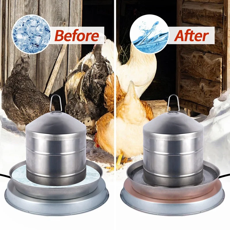 Base de água para aves aquecedor de frango com cabo de alimentação de 6,4 pés e termostato plugue americano 37X37x4cm
