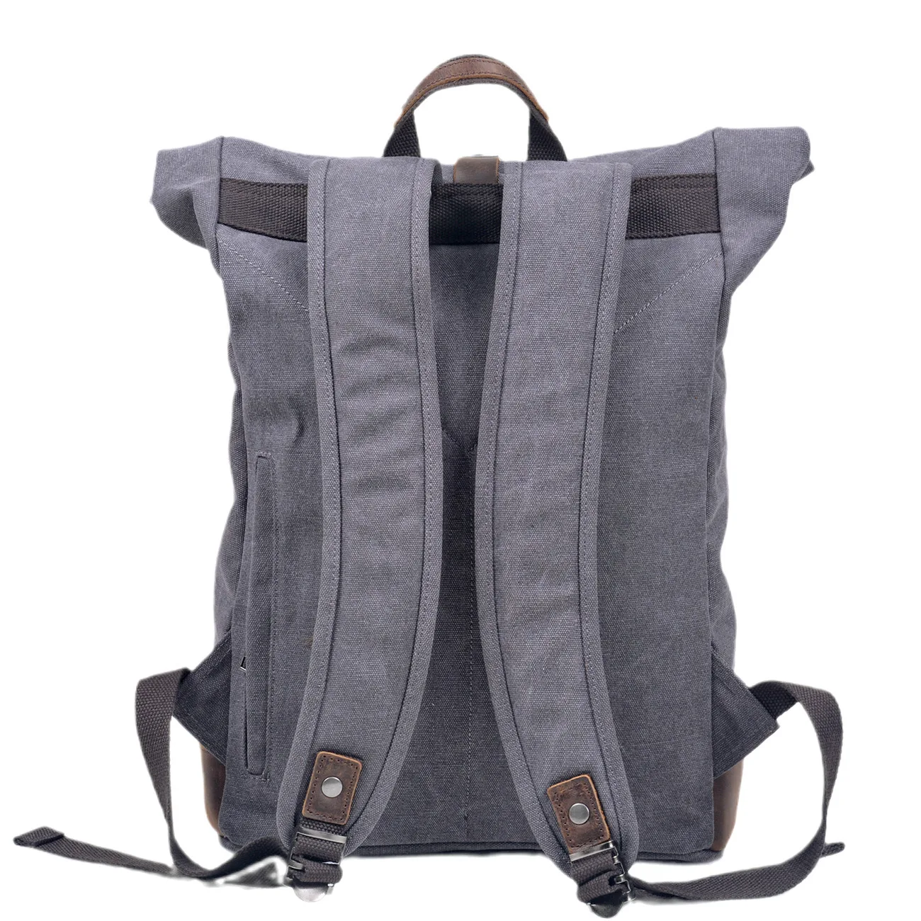 New vintage wash canvas men\'s backpack waterproof large capacity roll top expansion backpack men\'s outdoor hiking bag