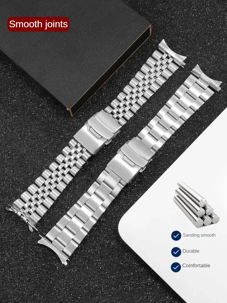 

Arc Mouth Watch Band For Casio Watch Band MTP-VD01 MDV-106/107 Stainless Steel Metal Men's Band Black Wristband 22mm