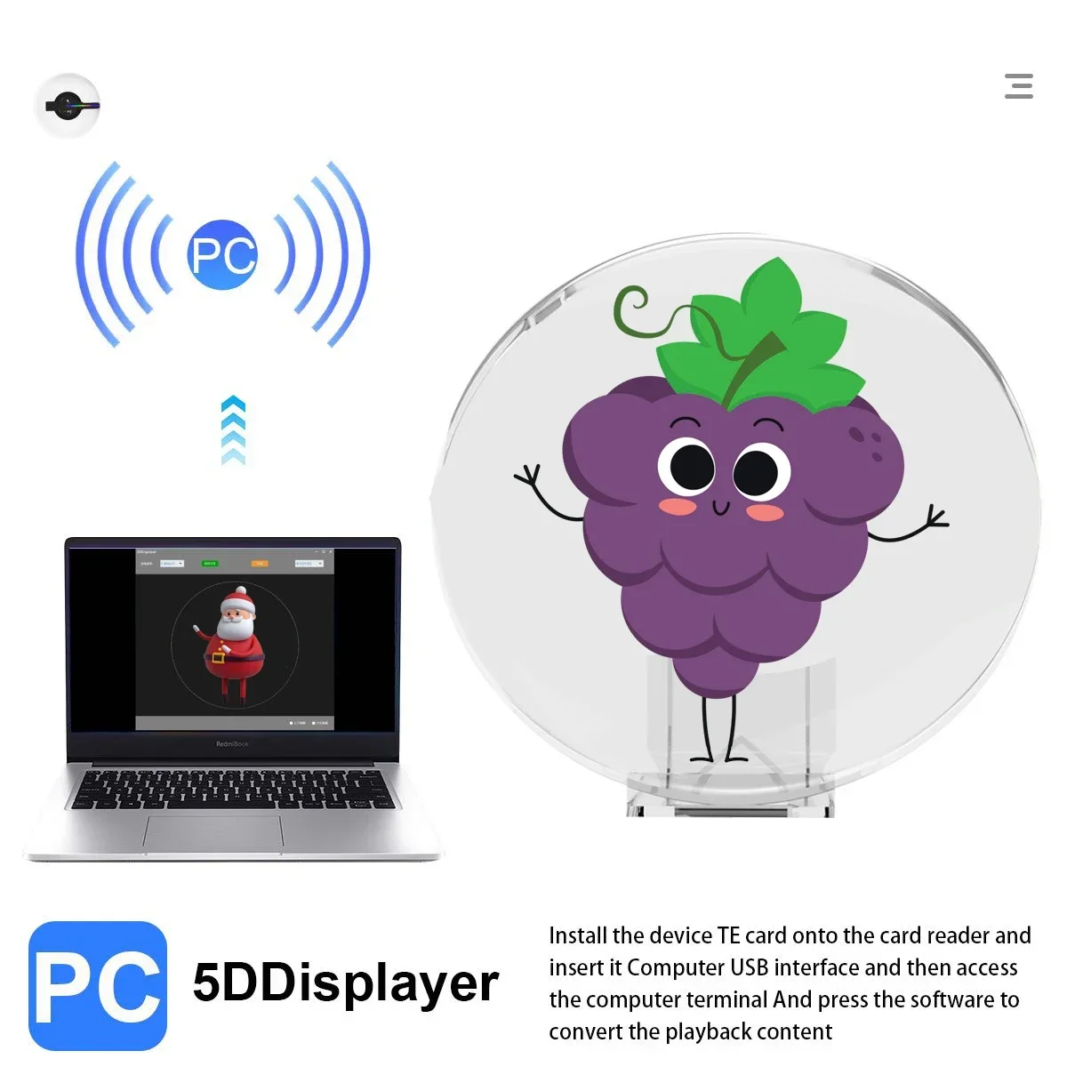 New Advertising lights Naked Eye 3D Holographic Projector LED Fan with Speaker Remote Control Pc Transfer Play Pictures Videos