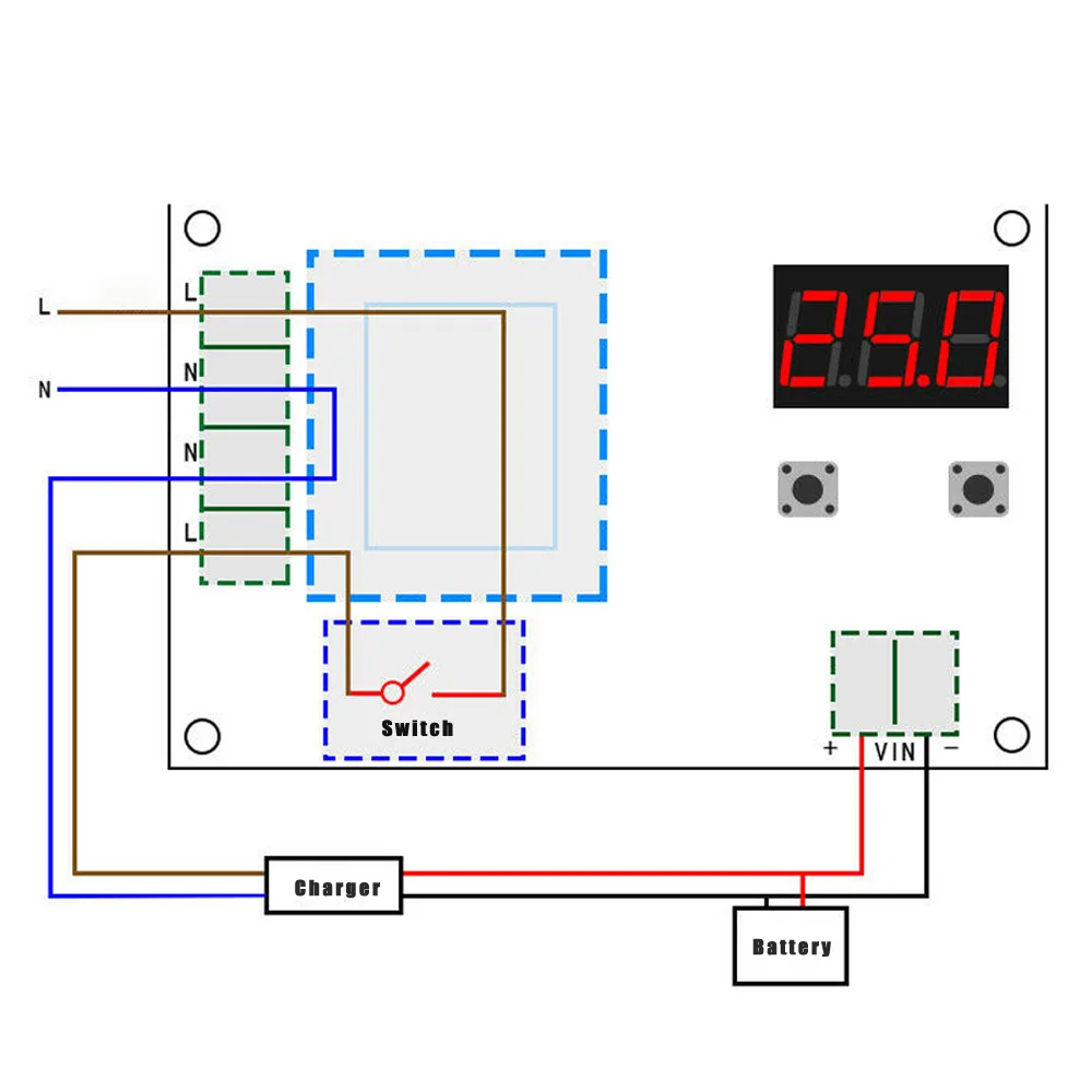 Compact XH M603 Charging Control Module with DC 10 30V Input Voltage and Control Accuracy of 01V 82 * 58 * 18mm