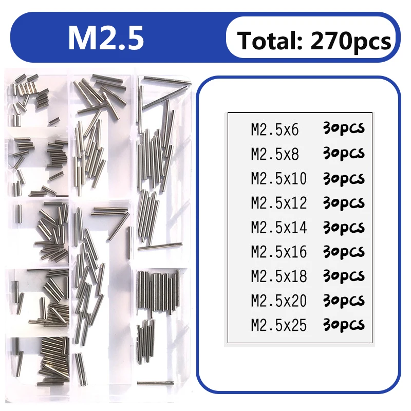 Zylinderstift M1,5 M2 M2,5 M3 M4 M5 M6 M8 Metalldübelstifte Edelstahl Ortungsdübel Set Massiver Zylindersicherungsstift GB119 – Detail 10