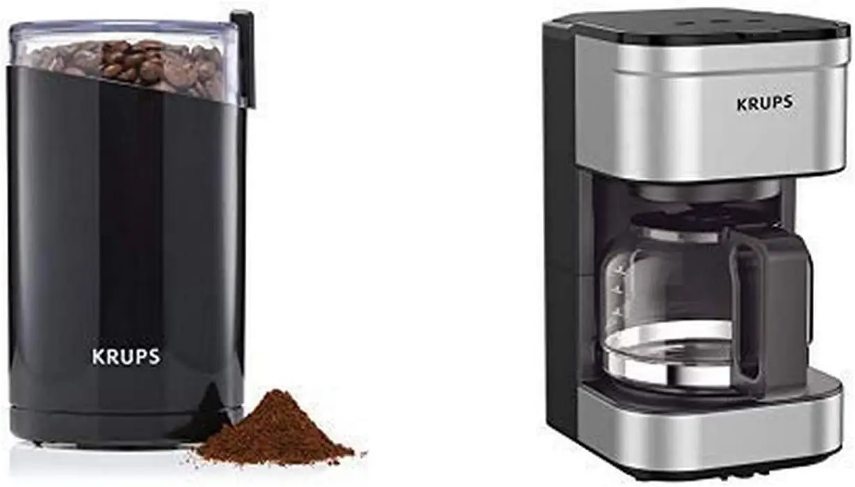 

Electric Coffee Grinder with Stainless Steel Blades and Compact Drip Coffee Maker for Fresh Brews