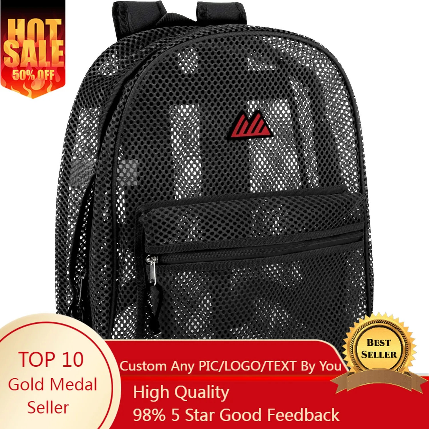 

Summit Ridge Mesh Backpacks for Kids, Adults, School, Beach, and Travel, Colorful Transparent Mesh Backpacks with Padded Straps