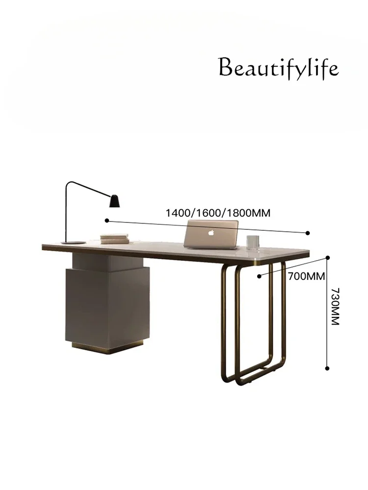 Italian light luxury computer desk study home desk design sense baking paint simple calligraphy table and chair