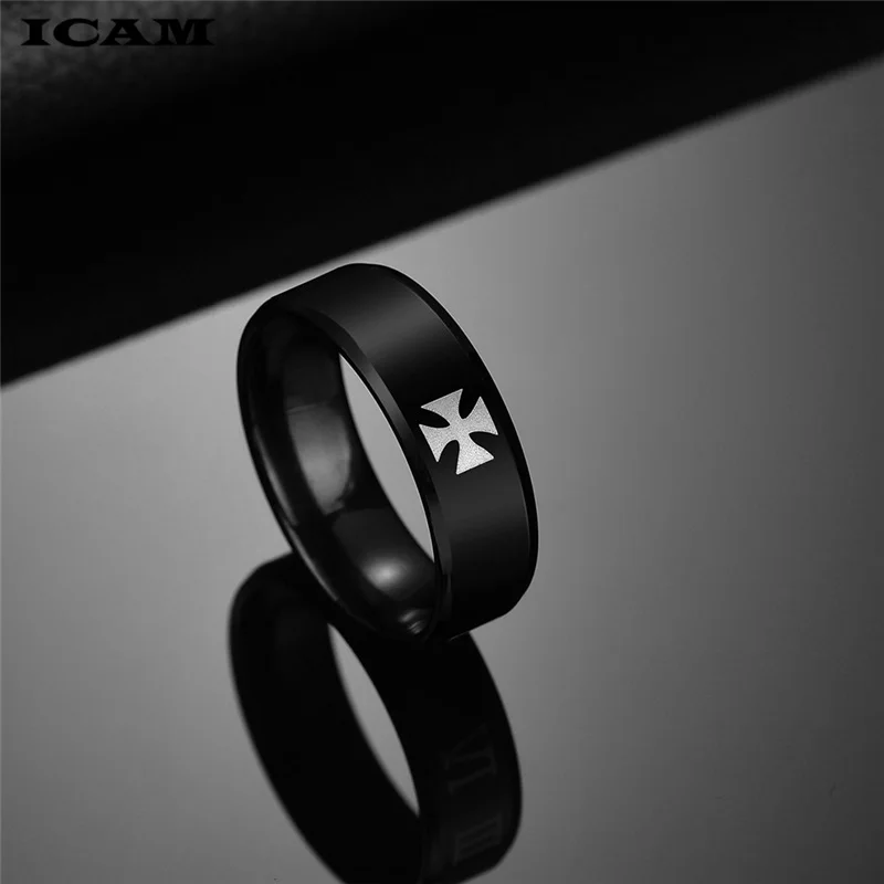 ICAM Titanium Steel World War II Iron German Cross Army Ring Men Fashion Vintage Punk Biker Rings Fine Jewelry Gift