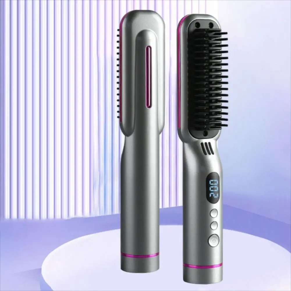 

Portable Wireless Hair Straightener Type-C 8 Temp Settings Straight Hair Comb Mini Rechargeable Straightening Comb