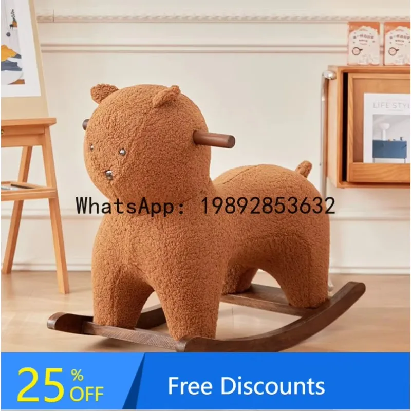 YFY Nordic Children's Sofa Chair Lamb Wool Rocking Chair Animal Seat Cartoon Rocking Horse Baby Stool