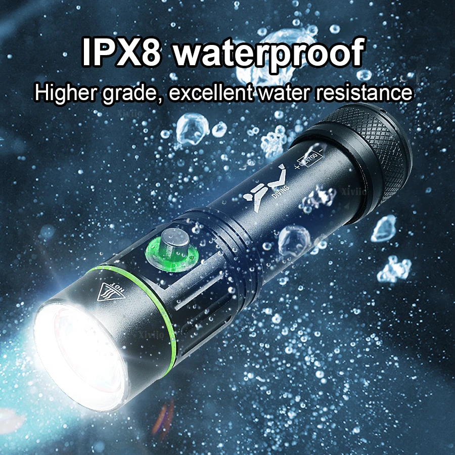 58000000LM Most Powerful LED Diving Flashlight Professional Dive Scuba Torch 800M Underwater IPX8 Waterproof Dive Lamp Fishing view 5
