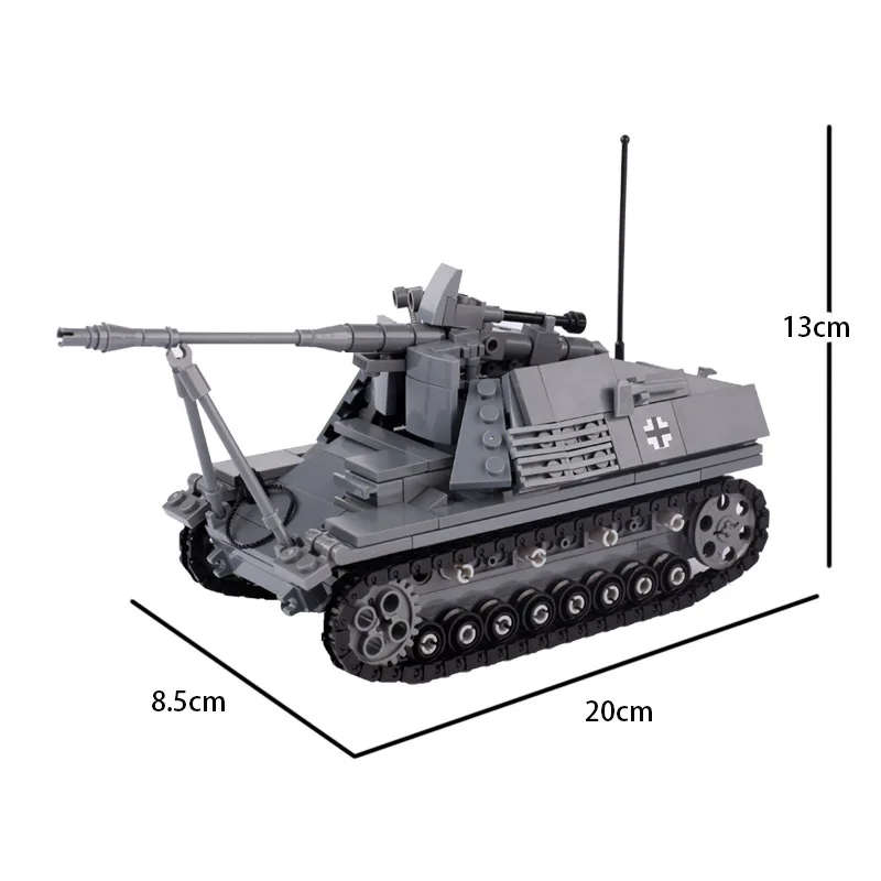 WW2 Military Series Main Battle Tank Building Blocks Germany Nashorn Sd.Kfz.164 MOC Bricks Model Boy Kids Toy Gift