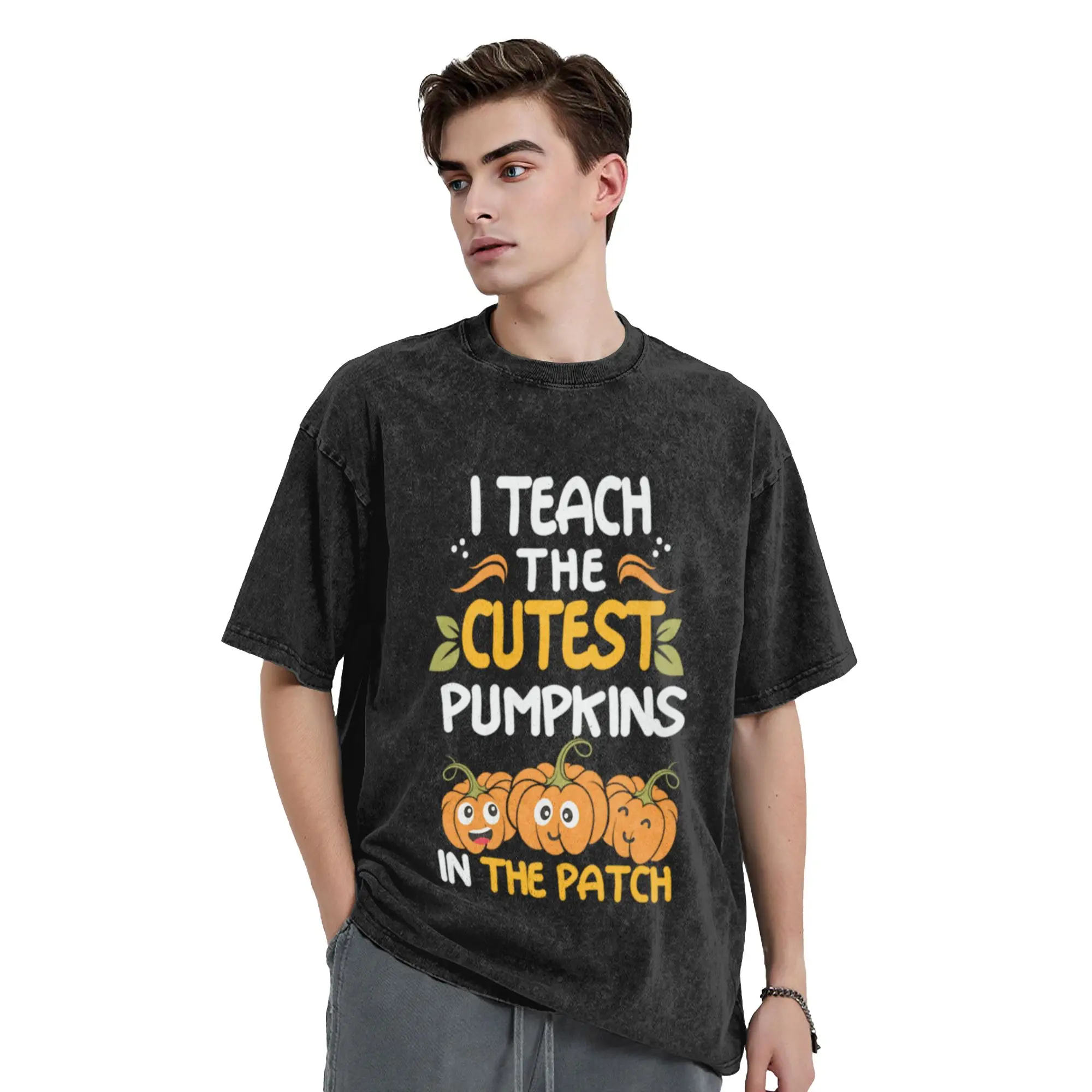 I Teach The Cutest Pumpkins In The Patch Funny Halloween Pre K  Classic Stylish A Vintage Oversized Cotton Unisex T-Shirts